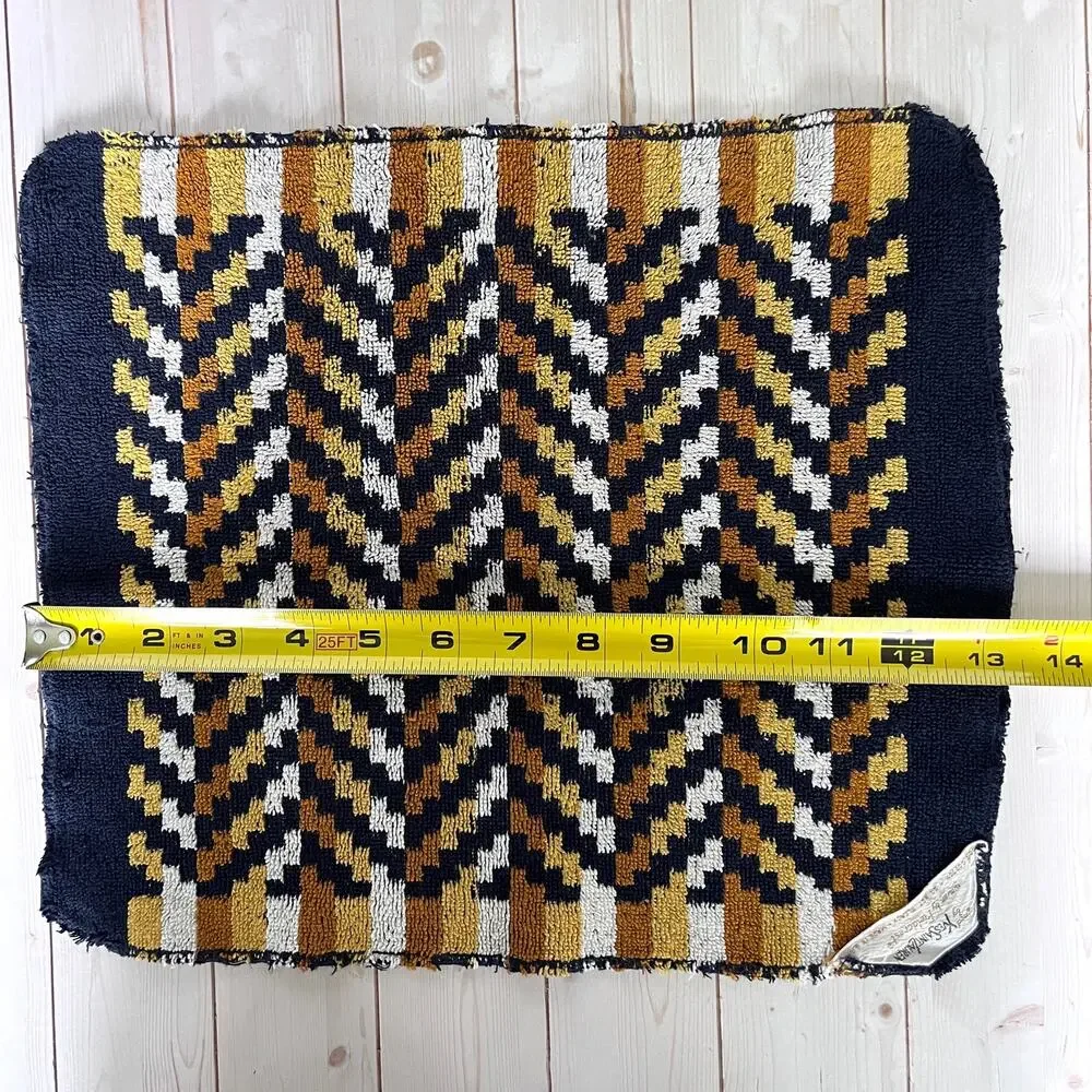 Vintage Yves Saint Laurent Fieldcrest Chevron Geometric Cotton Towel & Washcloth